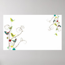 Colorful Summer Bird and Swirls Poster