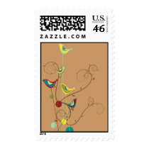 Colorful Summer Bird and Swirls RSVP / Invitation postage by fat_fa_tin Colorful Summer Bird and Swirls RSVP / Invitation postage
