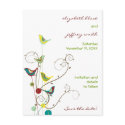 Colorful Summer Bird and Swirls Save-The-Date Card postcards by fat_fa_tin Colorful Summer Bird and Swirls Save-The-Date Card postcards