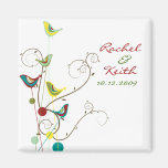 Colorful Summer Bird and Swirls Save-the-Date Refrigerator Magnets