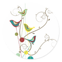 Colorful Summer Bird and Swirls Sticker by fat_fa_tin Colorful Summer Bird and Swirls Sticker