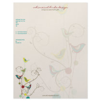 Colorful Summer Bird & Swirls Business Letterhead