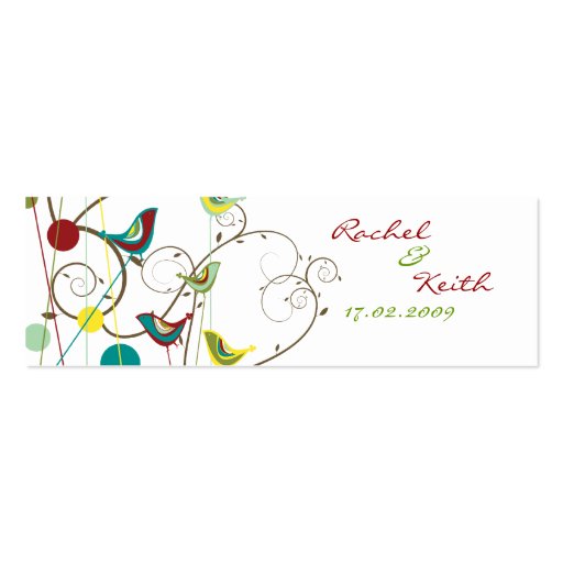 Colorful Summer Bird & Swirls Gift Tag / Wedding Business Card Templates (front side)