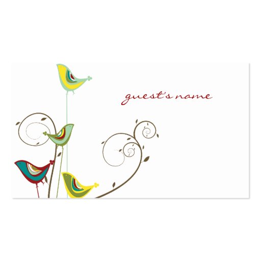Colorful Summer Bird & Swirls Place Card /Gift Tag Business Card Template (back side)