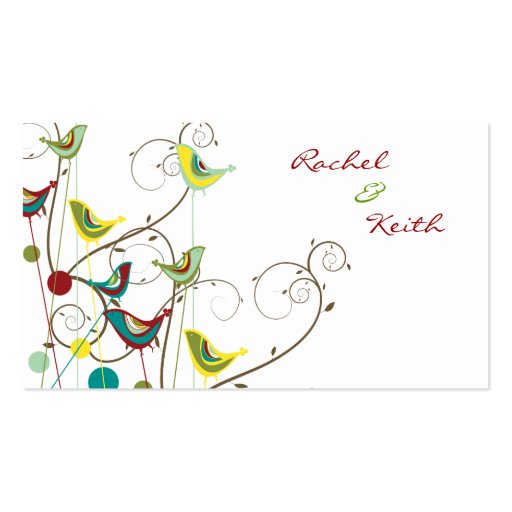 Colorful Summer Bird & Swirls Place Card /Gift Tag Business Card Template