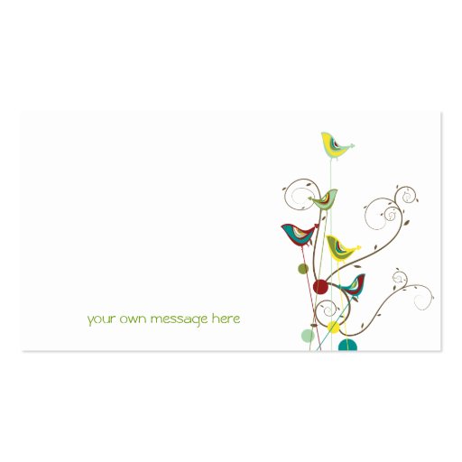 Colorful Summer Bird & Swirls Place / Table Card Business Card Templates (back side)