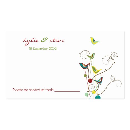 Colorful Summer Bird & Swirls Place / Table Card Business Card Templates
