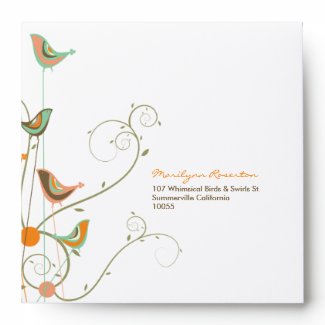 Colorful Summer Birds and Swirls 2 Square Envelope envelope