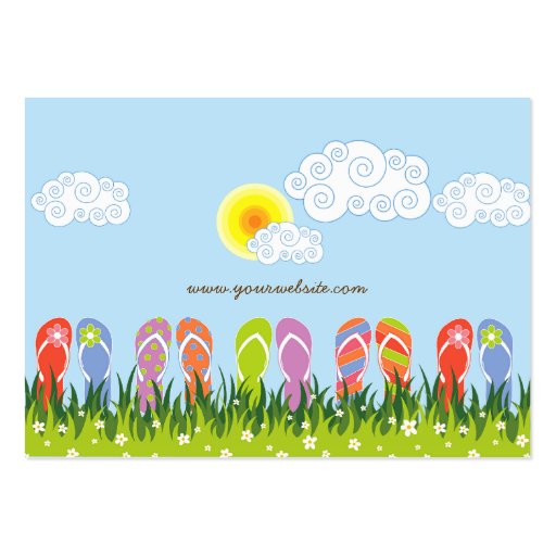 Colorful Summer Flip Flops Fun In The Sun Garden Business Card (back side)