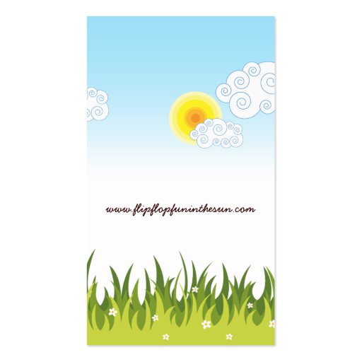 Colorful Summer Flip Flops Fun In The Sun Garden Business Card Templates (back side)