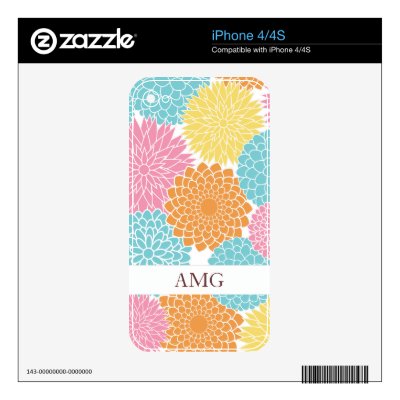 Colorful Summer Flowers Pattern Iphone 4s Decal