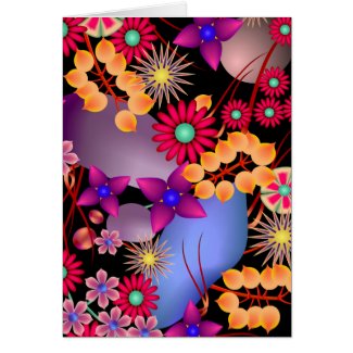Colorful Summer Flowers & Stones Greeting Card