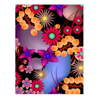 Colorful Summer Flowers & Stones Postcard