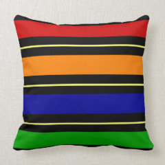 Colorful Summer Striped Pattern Red Orange Blue Gr Throw Pillows