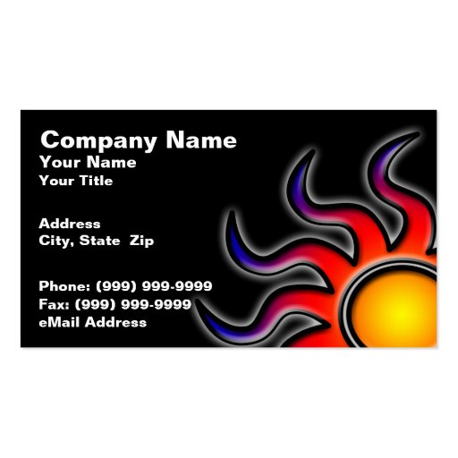 Colorful Sun on a Black Background Business Card (front side)