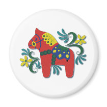Colorful Swedish Dala Horse Refrigerator Magnet