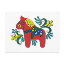 Colorful Swedish Dala Horse Post Card