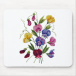 Colorful Sweet Peas Embroidered Mouse Pad