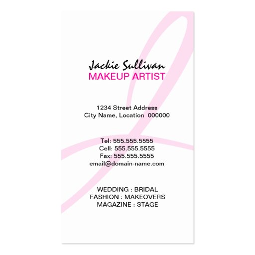 Colorful Swirl Makeup Artist Business Cards (back side)