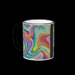 Colorful swirl pattern on black background mugs