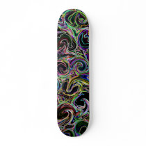 Colorful Swirls on Black Skateboard