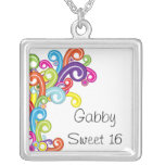 Colorful Swirls Sweet 16 Necklace