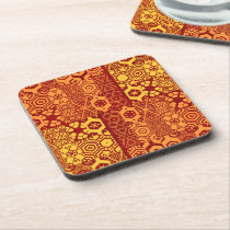 Colorful Tapa Cloth Design cork coasters