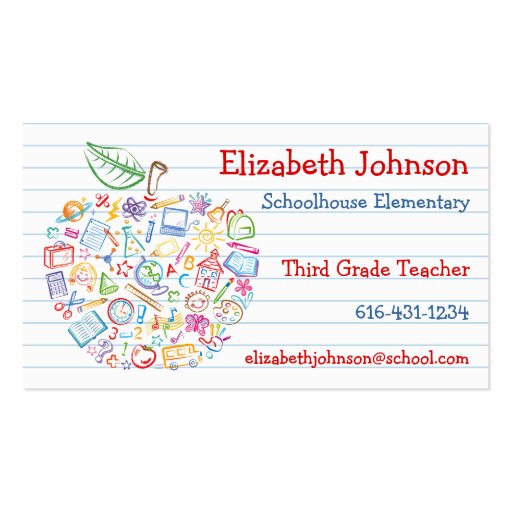 Colorful Teachers Apple Business Card