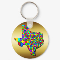 COLORFUL TEXAS COUNTIES MAP keychains