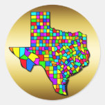 COLORFUL TEXAS COUNTIES MAP STICKER