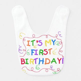 Colorful Text 1st Birthday Bib