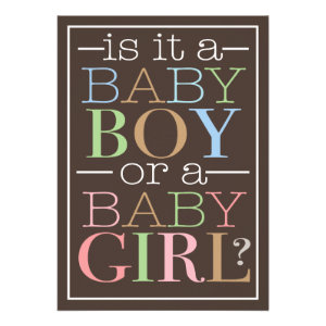 Colorful Text Baby Boy or Girl Gender Reveal Party Custom Invites