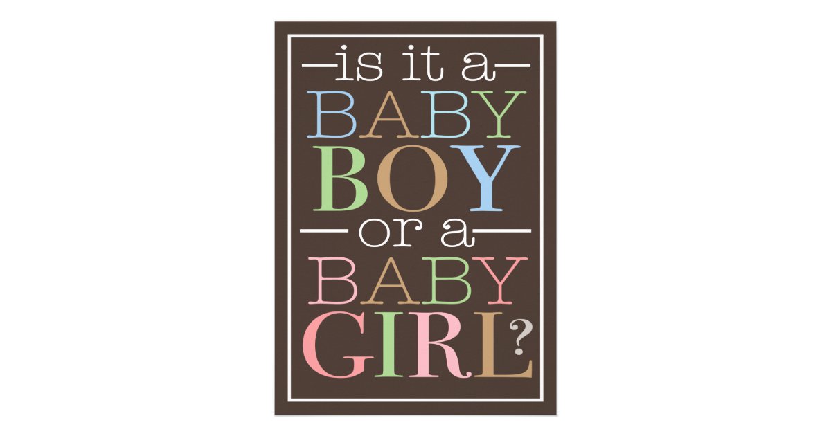 Colorful Text Baby Boy Or Girl Gender Reveal Party Custom