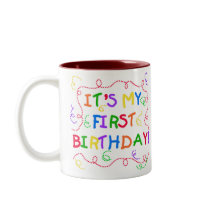 Colorful Text It's My First Birthday mugs by kids_birthdays Colorful Text It's My First Birthday mugs