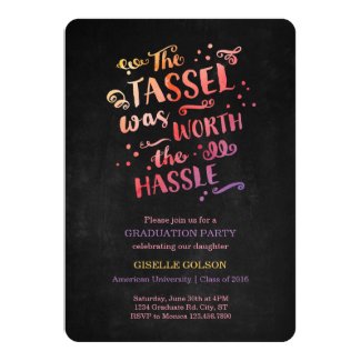 Colorful Text on Chalkboard Graduation Invitation