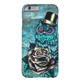 Colorful textured owl illustration on teal base. barely there iPhone 6 case