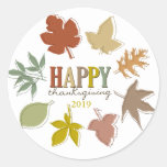 Colorful Thanksgiving Leaves Holiday Gift Tag Stic Round Stickers
