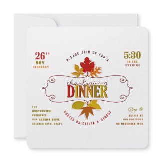 Colorful Thanksgiving Leaves Holiday Party Invite