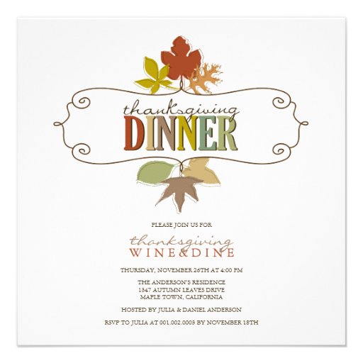 Colorful Thanksgiving Leaves Holiday Party Invite