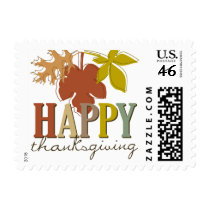 Colorful Thanksgiving Leaves Holiday Stamps