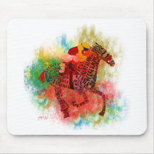 Colorful Thoroughbred in Typography Mousepads