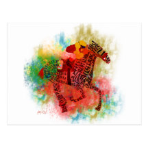 Colorful Thoroughbred in Typography Postcards