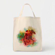 Colorful Thoroughbred in Typography Tote Bags