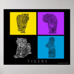 Colorful Tigers Print