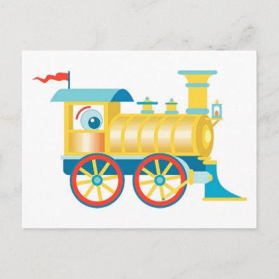 Colorful Toy Train Postcard