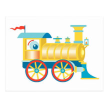 Colorful Toy Train Postcard