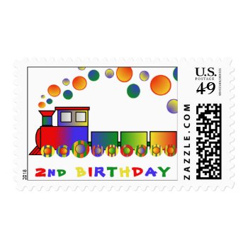 Colorful Train 2nd BIRTHDAY Postage Stamp