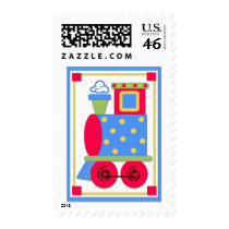 Colorful Train Engine Baby Shower Stamp