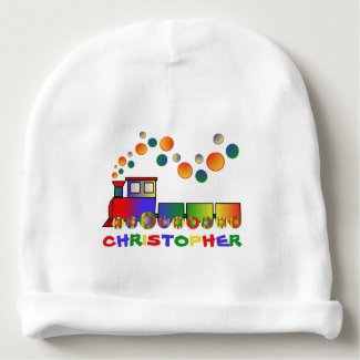 Colorful Train Personalized Baby Beanie