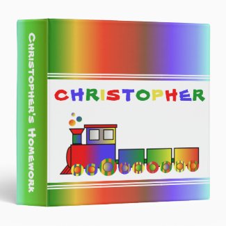 Colorful Train Personalized Vinyl Binders